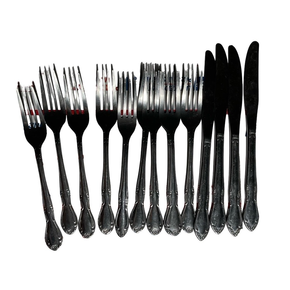 Walco Stainless 18 Chrome No 5 Flatware Forks Knives Set 14 Pieces Vintage